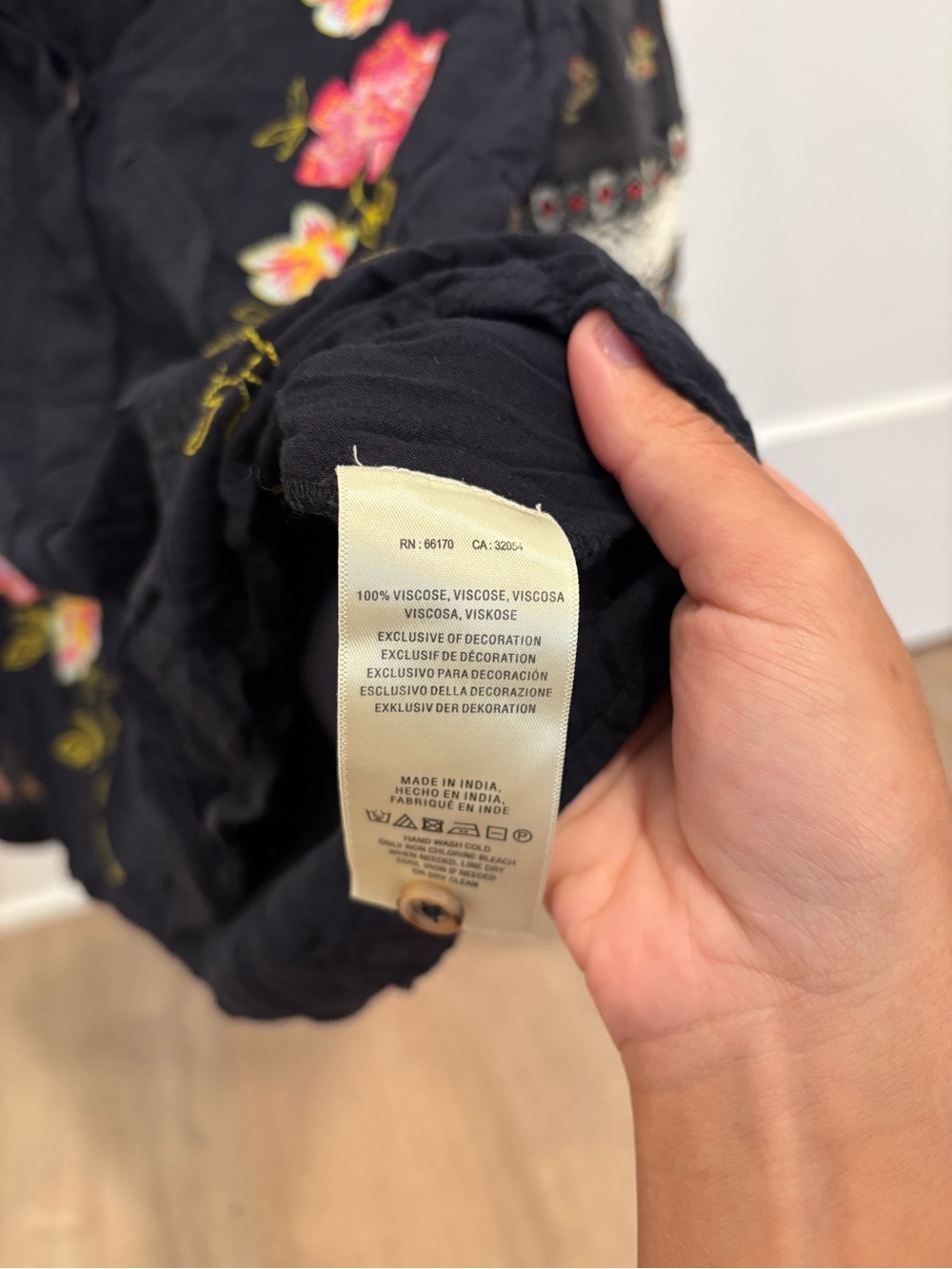 Anthropologie Black Floral Embroidered Blouse - Picture 4 of 8